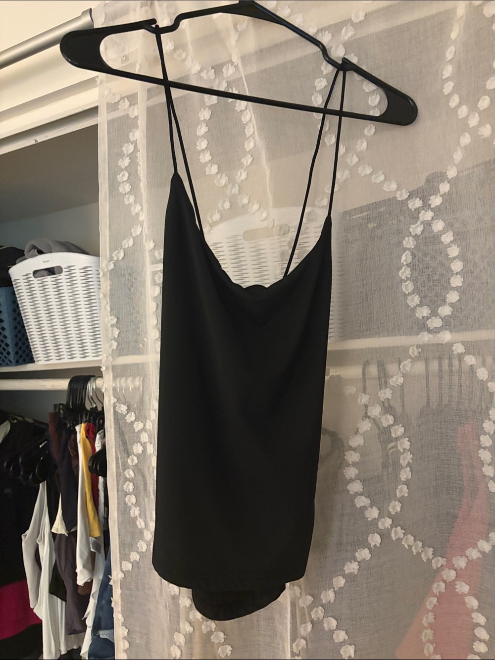 Black Satin Cowl Neck Camisole Top - Women Open Back